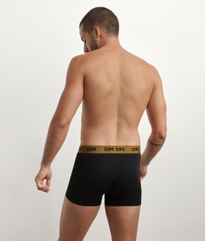 3er-Pack schwarze Baumwoll-Boxershorts mit Jacquardbund in orange/türkis/khaki - Mix & Colors