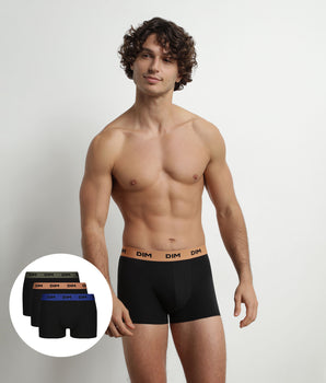 3er-Pack schwarze Stretch-Baumwoll-Boxershorts in Schwarz, Haselnuss und Grün – Mix & Colors