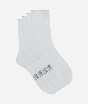 2er-Pack weiße Damensocken aus Modal-Baumwolle mit Rollbündchen - DIM Modal