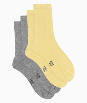 2er-Pack Damensocken aus Baumwolle in Bananengelb Dim