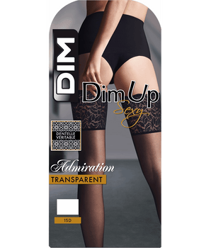 Black DIM Up Sexy 15 hold ups with wide lace tops