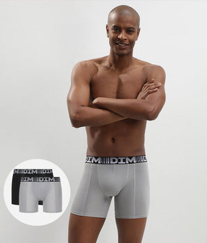 2er-Pack längere Anti-Transpirant-Boxershorts schwarz/hellgrau - 3D Flex Air