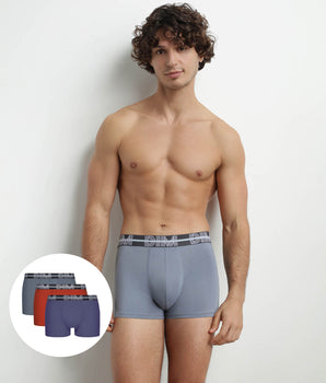 3er-Pack Herren-Boxershorts aus Mikrofaser mit 3D-Bund in Blau/Rot/Grau – Dim Powerful