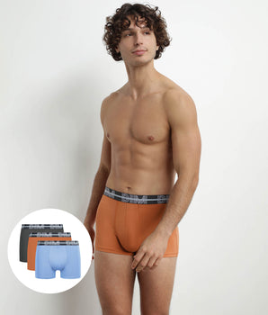 3er-Pack Herren-Boxershorts aus Mikrofaser mit 3D-Bund in Grau/Blau/Orange – Dim Powerful