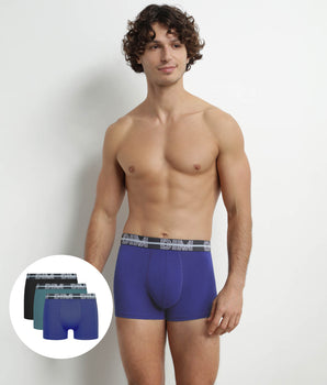 3er-Pack Herren-Boxershorts aus Mikrofaser mit 3D-Bund in Schwarz/Blau/Grün – Dim Powerful