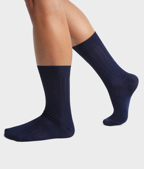 2er-Pack marineblaue Herrensocken aus schottischem Garn