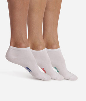 3er-Pack weiße Herren-Sneakersocken aus Baumwolle