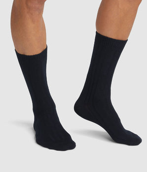 2er-Pack schwarze Herrensocken aus Viskose in Strick-Optik - DIM Bambus