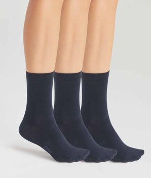 3er-Pack Damensocken aus Baumwolle marineblau - Basic Cotton