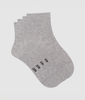 2er-Pack hellgraue Socken aus Baumwolle und silbernem Lurex - Cotton Style