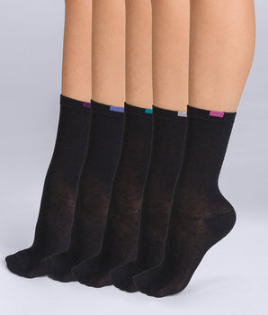 5er-Pack schwarze Damensocken mit farbiger Markierung - EcoDIM