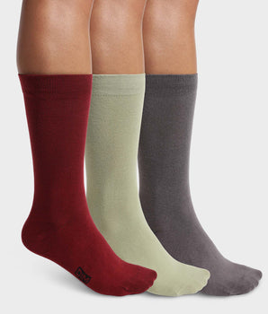 3er-Pack graue/grüne/rote Herrensocken aus Baumwolle