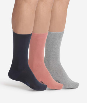 3er-Pack Herrensocken aus Baumwolle in Marine, Rosa und Grau Dim