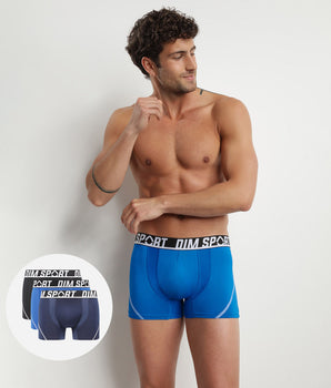 3er-Pack Boxershorts aus Mikrofaser schwarz/blau/cyanblau  - DIM Sport