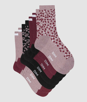 4er-Pack Damensocken altrosa/schwarz mit Tupfen-Muster - EcoDIM Style