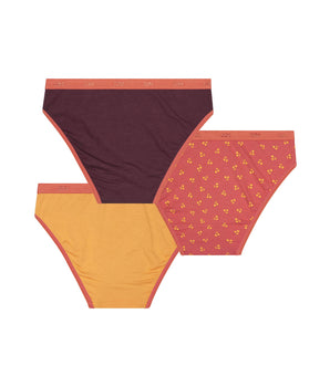 3er-Pack Mädchenslips schokobraun/orange mit Kirsch-Motiv - Pockets