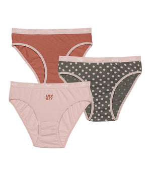 3er-Pack Mädchenslips rosa/grau mit Pünktchen - Pockets