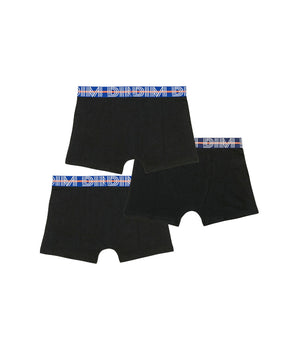 3er-Pack schwarze Jungen-Boxershorts aus Stretch-Baumwolle mit Kontrastbund - EcoDIM