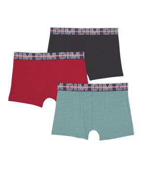 Set mit 3 Boxershorts aus Baumwollstretch Rouge Bleu Vert EcoDim Classic