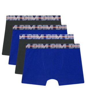 Packung mit 4 Jungen-Boxershorts aus Stretch-Baumwolle mit kontrastierendem Gürtel Blue EcoDim