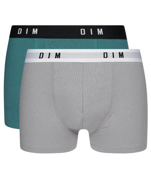 2er-Pack Boxershorts mit Retrobund smaragdgrün/grau - DIM Originals