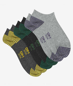 3er-Pack hellgraue/dunkelgraue kurze Kindersocken - Cotton Style Mix and Match