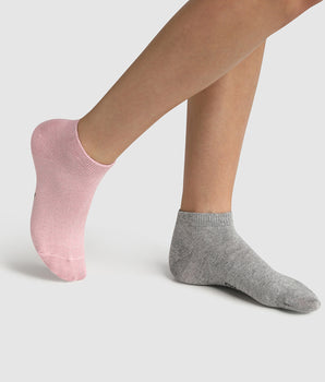 2er-Pack graue/rosane Kindersocken aus Lurex und Baumwolle - Coton Style