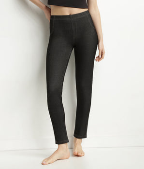 Schwarze Damen-Leggings in Denim-Optik mit Taschen Dim Relax & Go