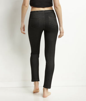 Schwarze Damen-Leggings in Denim-Optik mit Taschen Dim Relax & Go