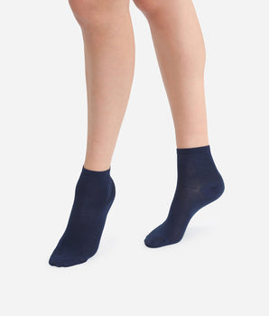 2er-Pack kurze marineblaue Damensocken aus veredelter Baumwolle