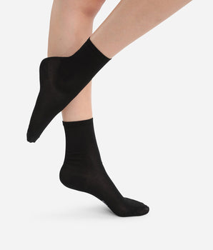 2er-Pack schwarze Damensocken aus veredelter Baumwolle