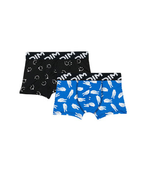 2er-Pack Jungen-Boxershorts aus recycelter Mikrofaser mit Peace-Motiv - DIM Micro