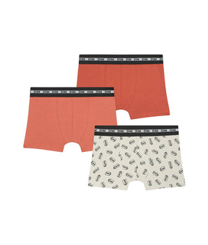 3er-Pack Jungenboxershorts beige/orange aus Stretch-Baumwolle mit Limonaden-Motiv - Pockets