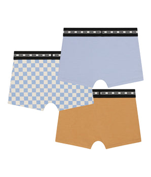 3er-Pack Jungen-Boxershorts mit Schachbrettmuster in Lila und Blau aus Stretch-Baumwolle - DIM Fashion