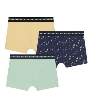 3er-Pack Jungen-Boxershorts mit Pixelmuster in Blau und Gelb aus Stretch-Baumwolle - DIM Fashion