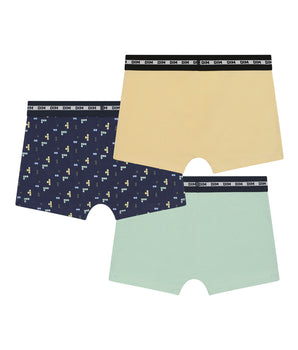 3er-Pack Jungen-Boxershorts mit Pixelmuster in Blau und Gelb aus Stretch-Baumwolle - DIM Fashion