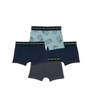 4er-Pack blaue/graue Jungenboxershorts aus Stretch-Baumwolle mit Gameboy-Motiv - EcoDIM