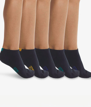 5er-Pack kurze Kindersocken aus Baumwolle marineblau/farbig markiert - EcoDIM