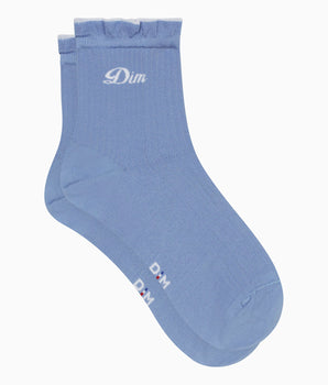 Gerippte Damensocken aus Baumwolle Himmelblau – Made in France