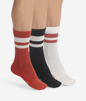 3er-Pack Herrensocken aus Baumwolle rot/weiß/schwarz - EcoDIM Sport