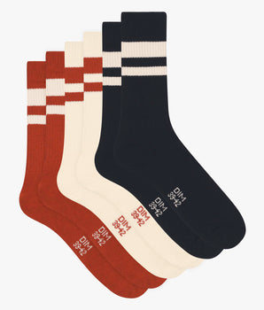 3er-Pack Herrensocken aus Baumwolle rot/weiß/schwarz - EcoDIM Sport