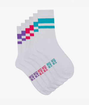 3er-Pack Damensocken aus Baumwolle weiß/gestreift - EcoDIM Sport