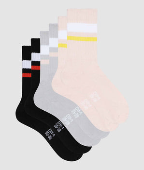 3er-Pack Damensocken aus Baumwolle schwarz/rosé/hellgrau - EcoDIM Sport