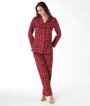 Rotes Flannell-Pyjama-Set lang