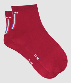 Rote Damensocken aus Baumwolle mit französischem Flaggenmuster – Made in France