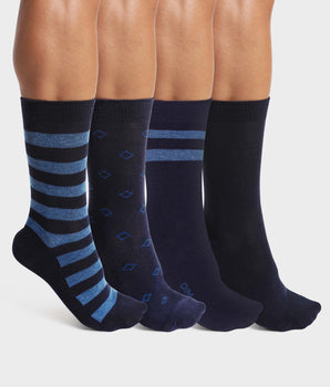 4er-Pack marineblaue gestreifte Herrensocken - EcoDIM