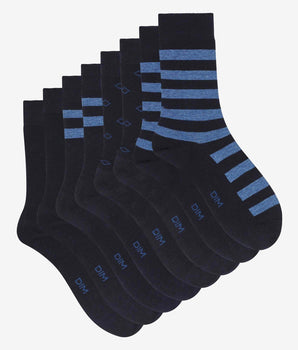 4er-Pack marineblaue gestreifte Herrensocken - EcoDIM