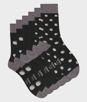 3er-Pack Herrensocken aus Baumwolle schwarz/grau mit XL-Punkten - Cotton Style