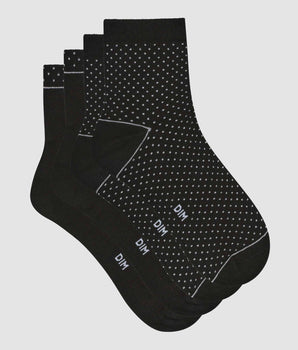 2er-Pack schwarze gepunktete Damensocken aus Bio-Baumwolle - DIM Good