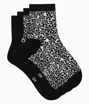 Packung mit 2 Paar Socken mit Blumenmuster aus Bio-Baumwolle Black Dim Good